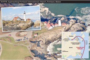 When the Wall Street Journal highlighted the best scenic routes that pilots take to give their passengers a treat, the approach to Portland International Airport (PWM) over Portland Head Light made both the cover page of the Personal Journal section and the teaser on page A1 of the paper